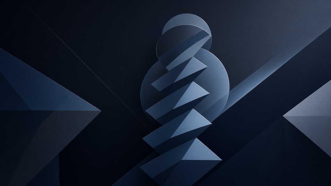 Geometric abstract of an ascending spine in clinical blue